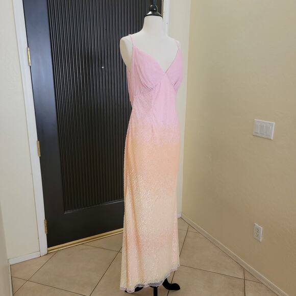 Mac Duggal 5763 Sunset Ombre Pink Sequin Open Back Maxi Gown Dress 10 - Picture 8 of 11